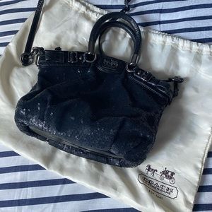 Coach Sophia Black Sequin/Leather Satchel